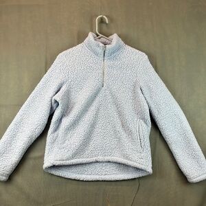 Hollister Cozy Fuzzy Half-zip Light Blue Sweater Womens Size Medium